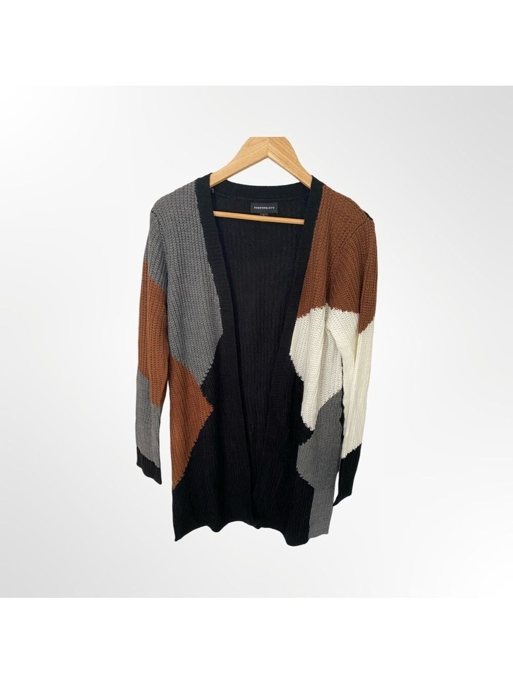 Fortune + Ivy Colorblock Open Front Cardigan Sweater Size L